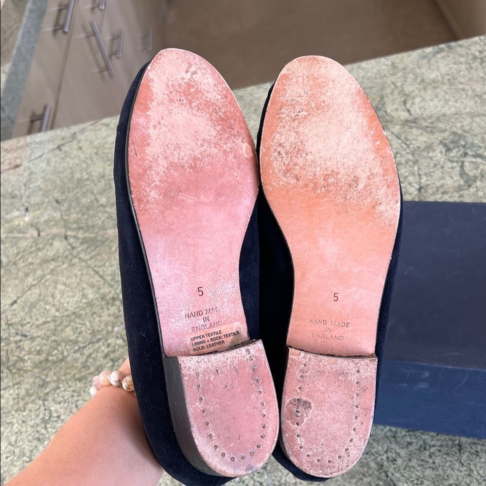 Vintage BERK Navy Velvet Loafers with Gold Embroidery 5 - Picture 7 of 7